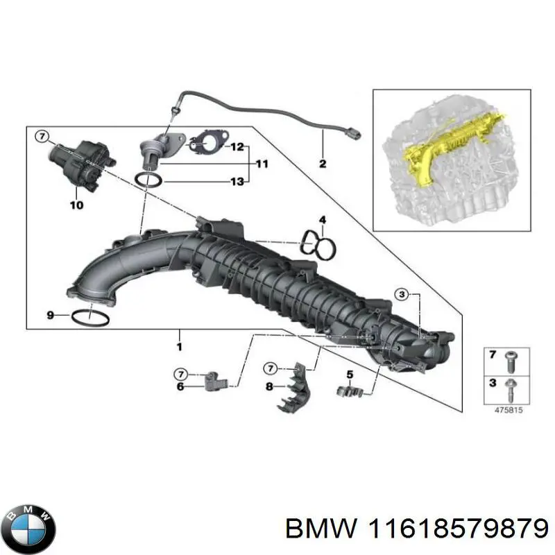 11618579879 BMW Juego de juntas, colector de admisión