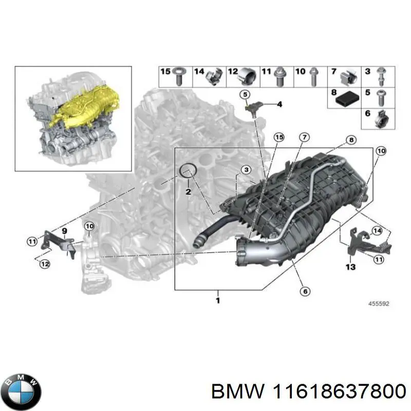 11618637800 BMW junta, colector de admisión