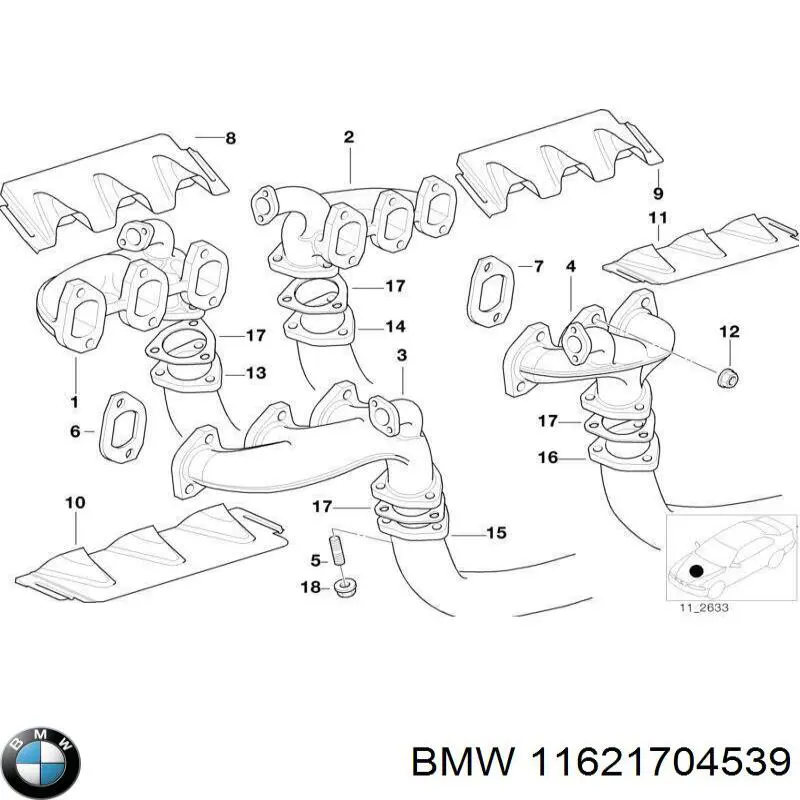 11621704539 BMW junta de colector de escape