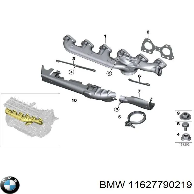 11627787633 BMW colector de escape, sistema de escape