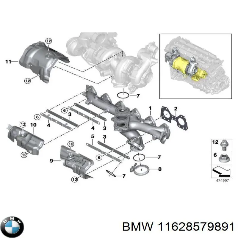 Junta colector escape BMW 11628579891 precio, desde 24,12 EUR