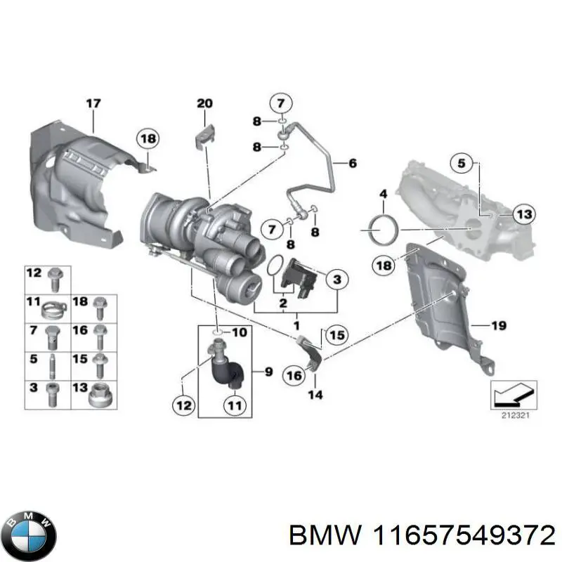 11657549372 BMW junta de manguera de drenaje de aceite de turbina