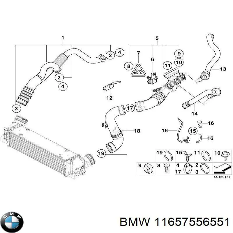 11657556551 BMW tubo flexible de aire de sobrealimentación derecho