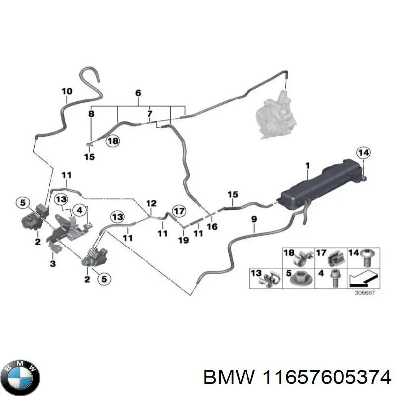 11657571303 BMW Recipiente de vacío del motor