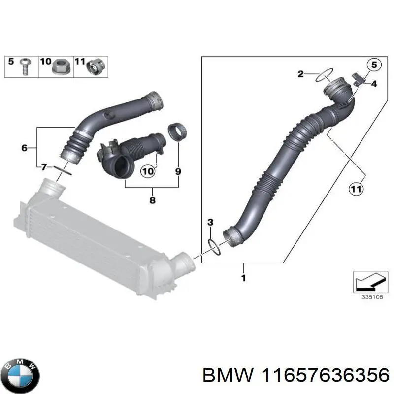 11657636356 BMW soporte de radiador inferior (panel de montaje para foco)