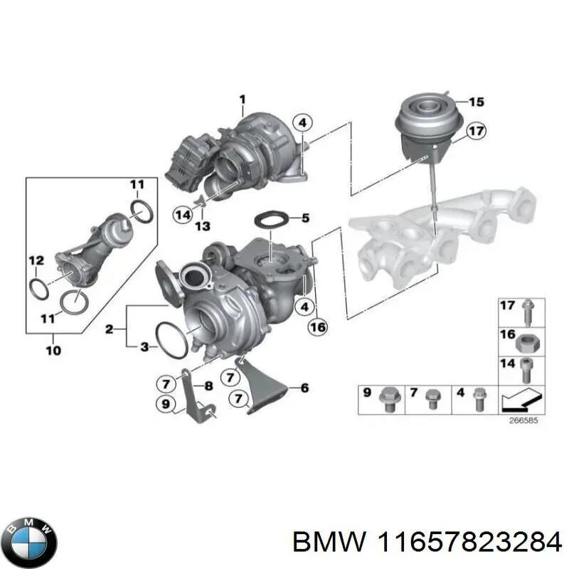 11657823284 BMW tubo de ventilacion del carter (separador de aceite)