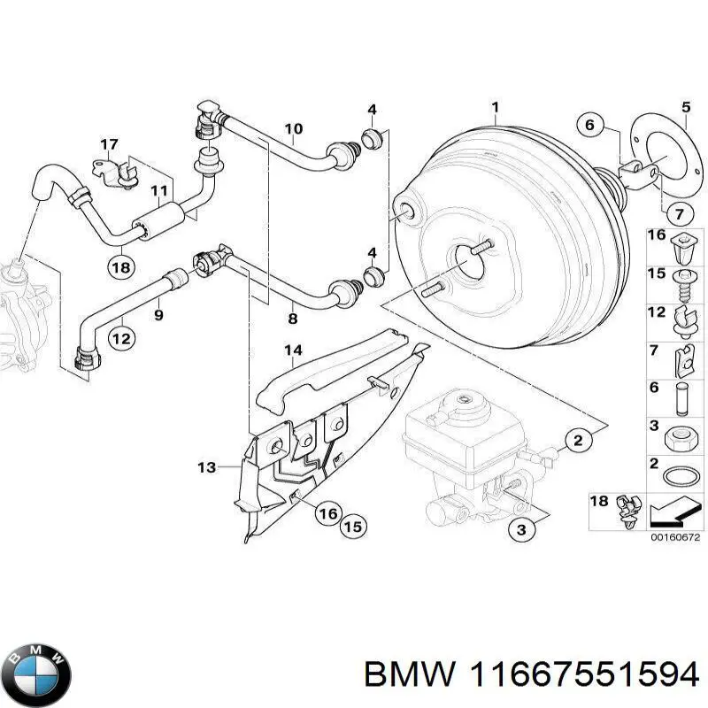 11667551594 BMW tubo, vacío de booster