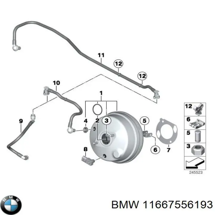 11667556193 BMW tubo, vacío de booster