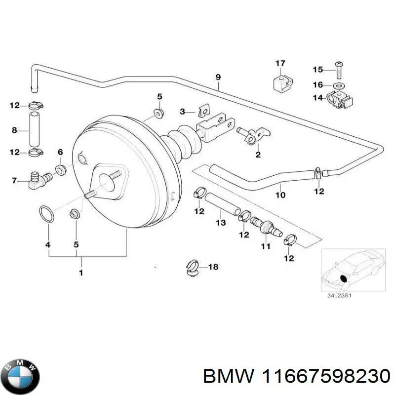 11667598231 BMW Tubo de vacío del servofreno