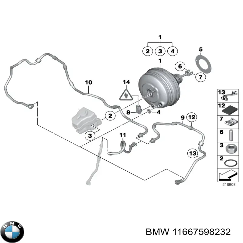 11667598232 BMW Tubo de vacío del servofreno