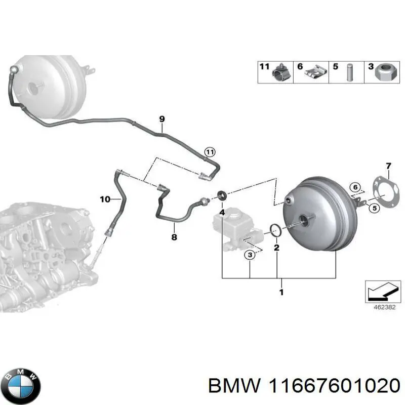 11667601020 BMW tubo, vacío de booster