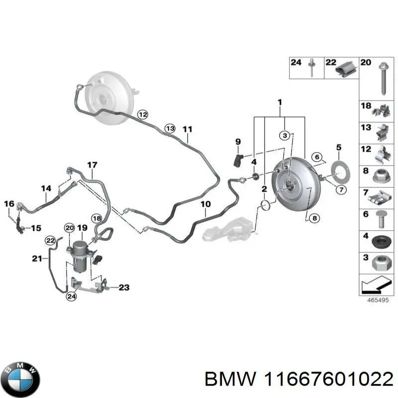 11667601022 BMW tubo, vacío de booster