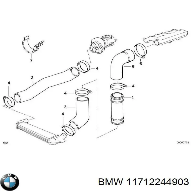 11712244903 BMW manguera hidráulica de alta presión, desde la bomba al mecanismo dirección