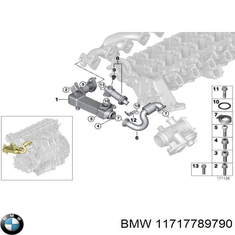 11717789790 BMW enfriador egr de recirculación de gases de escape