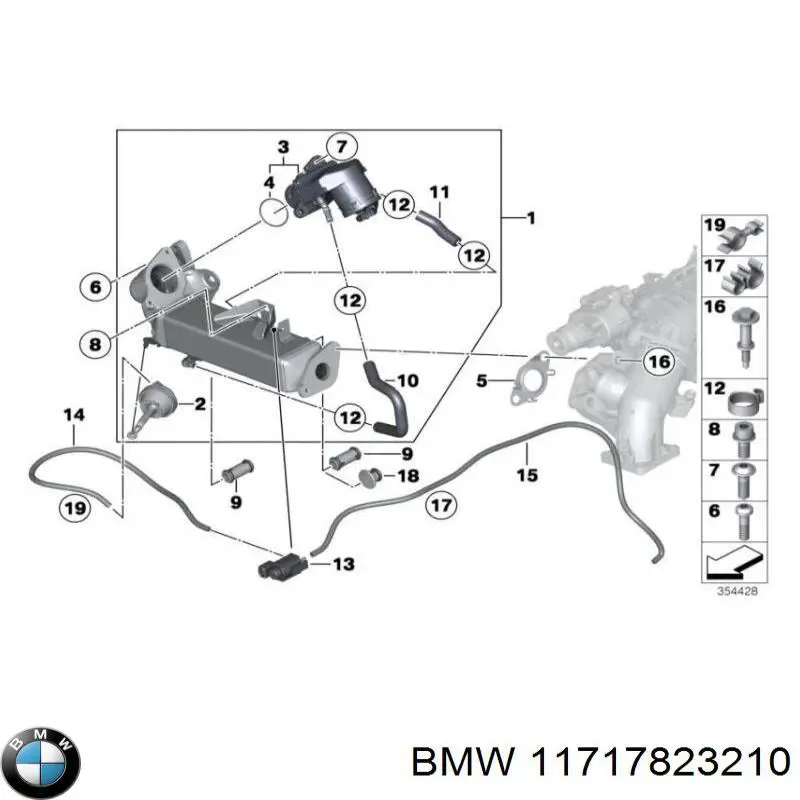 Enfriador de recirculación de gases de escape EGR 11717823210 BMW