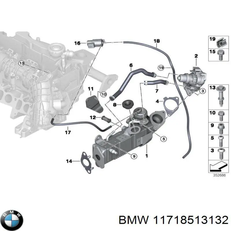 11718513132 BMW válvula, agr