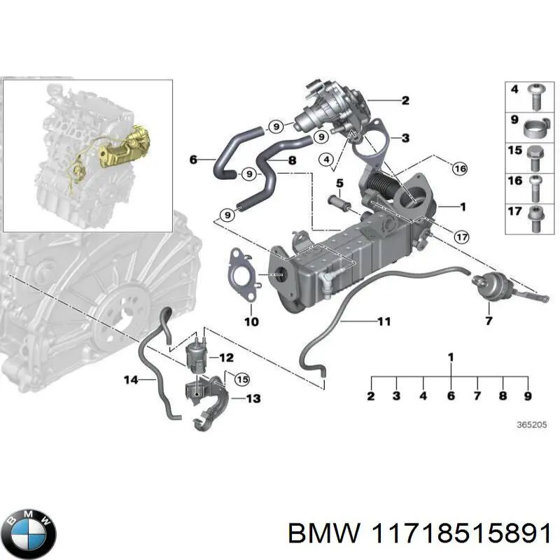 8515891 BMW Enfriador de recirculación de gases de escape EGR