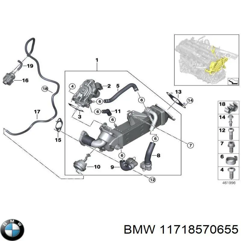 Enfriador de recirculación de gases de escape EGR BMW 11718570655 precio, desde 395,67 EUR