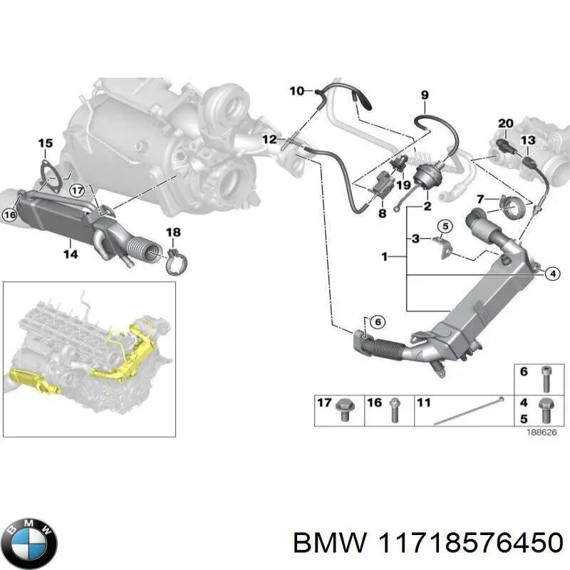 Enfriador de recirculación de gases de escape EGR BMW 11718576450 precio, desde 918,01 EUR