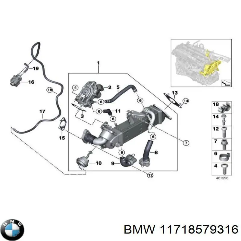 11718579316 BMW junta, adaptador de filtro de aceite