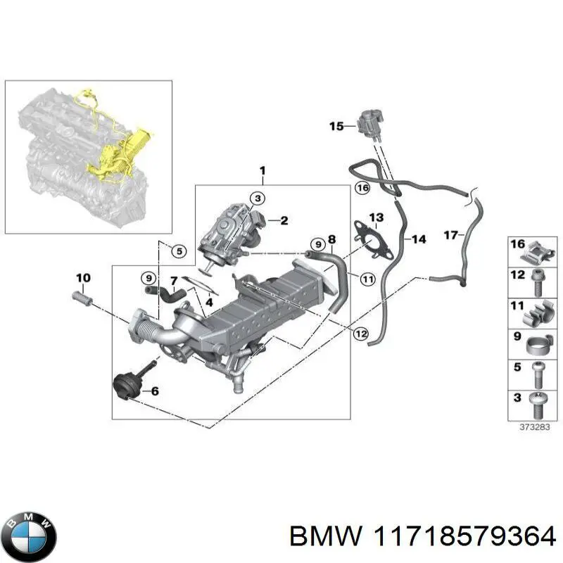 Junta, válvula recirc. gases escape para BMW 5 (F10)