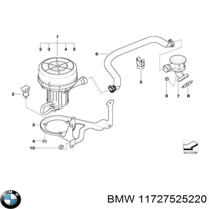 Coneccion de aire, desde la bomba hasta la valvula suministro de aire para BMW 5 (E60)