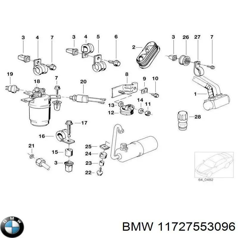 Coneccion de aire, desde la bomba hasta la valvula suministro de aire para BMW 5 (E60)