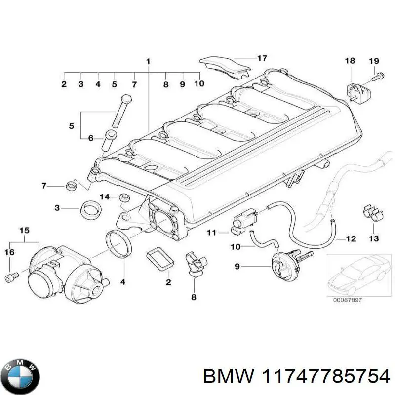 11652248771 BMW tubo de ventilacion del carter (separador de aceite)