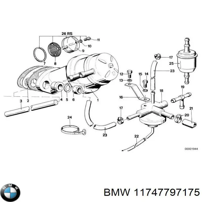 11747797175 BMW tubo de ventilacion del carter (separador de aceite)