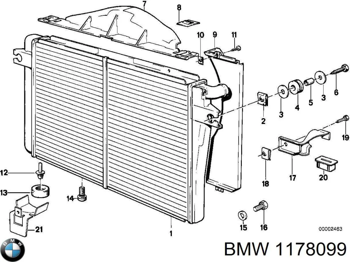 1178099 BMW radiador refrigeración del motor