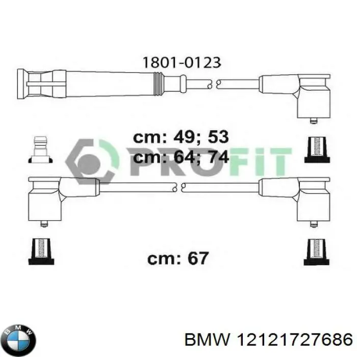 Cables de bujías 12121727686 BMW