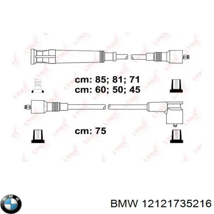 12121735216 BMW cables de bujías