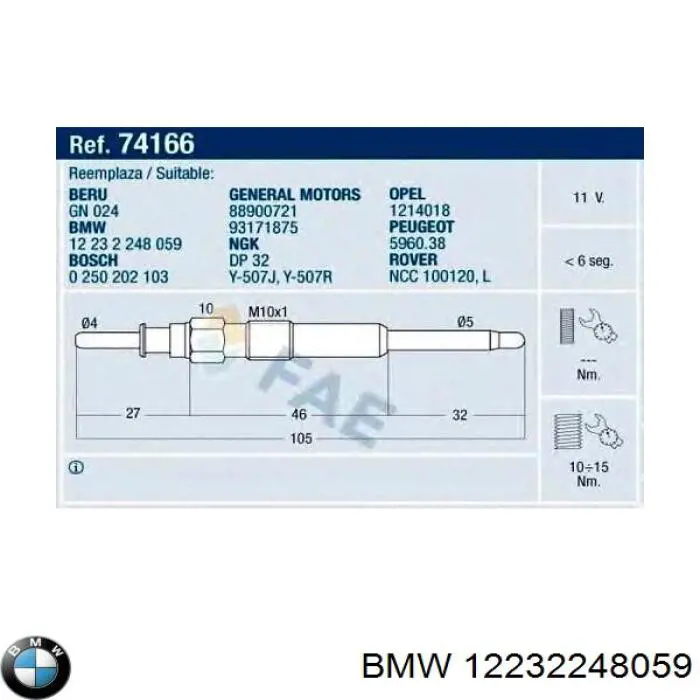 Comprar 12232248059 BMW Calentadores diésel