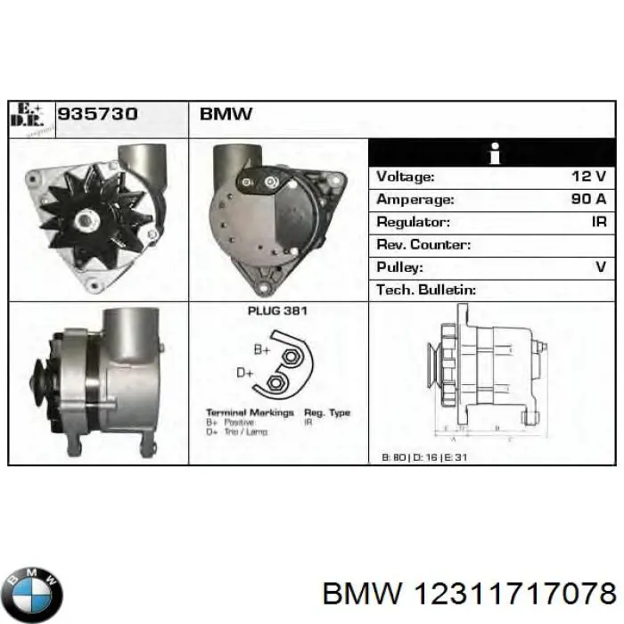 1717078 BMW alternador