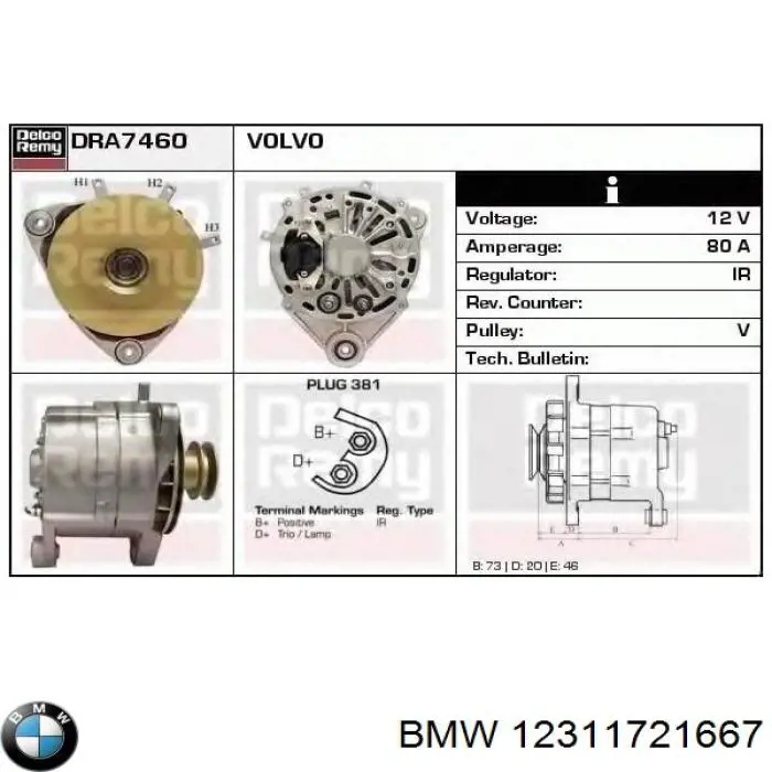 12311721667 BMW alternador