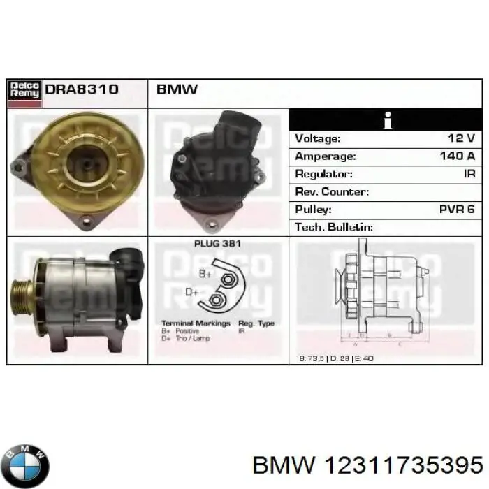 12311735395 BMW alternador