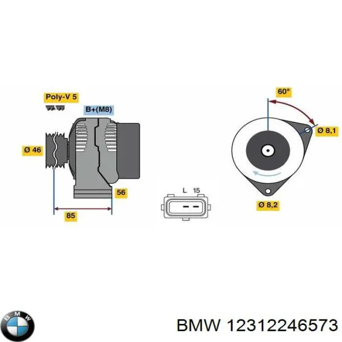 Alternador 12312246573 BMW