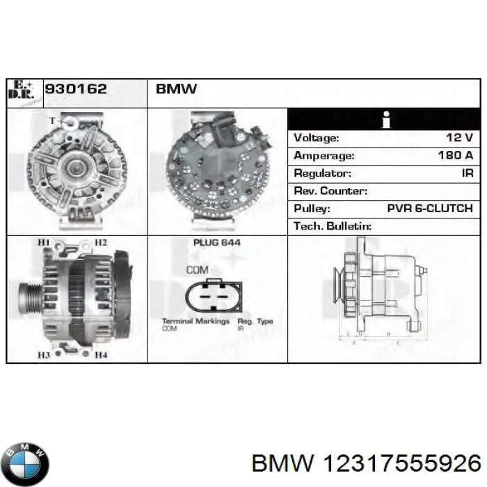 Alternador 12317555926 BMW