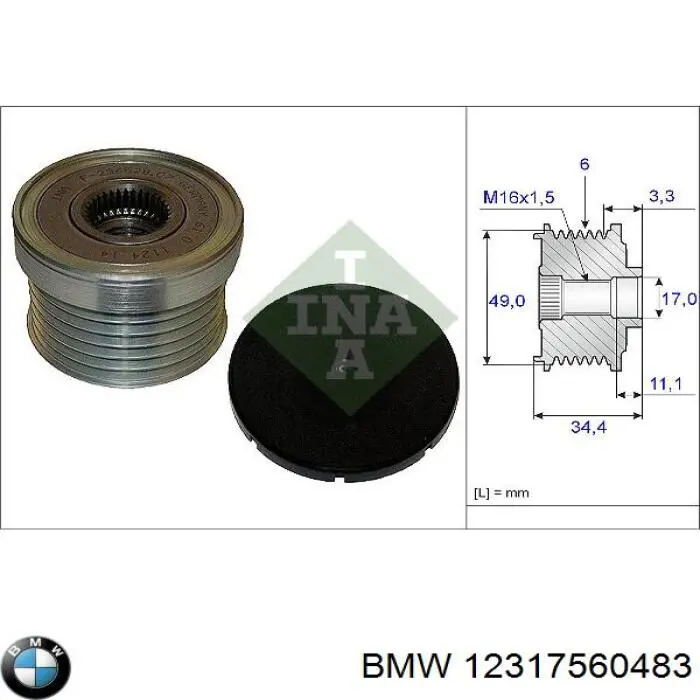 Polea rueda libre BMW 12317560483 precio, desde 34,34 EUR