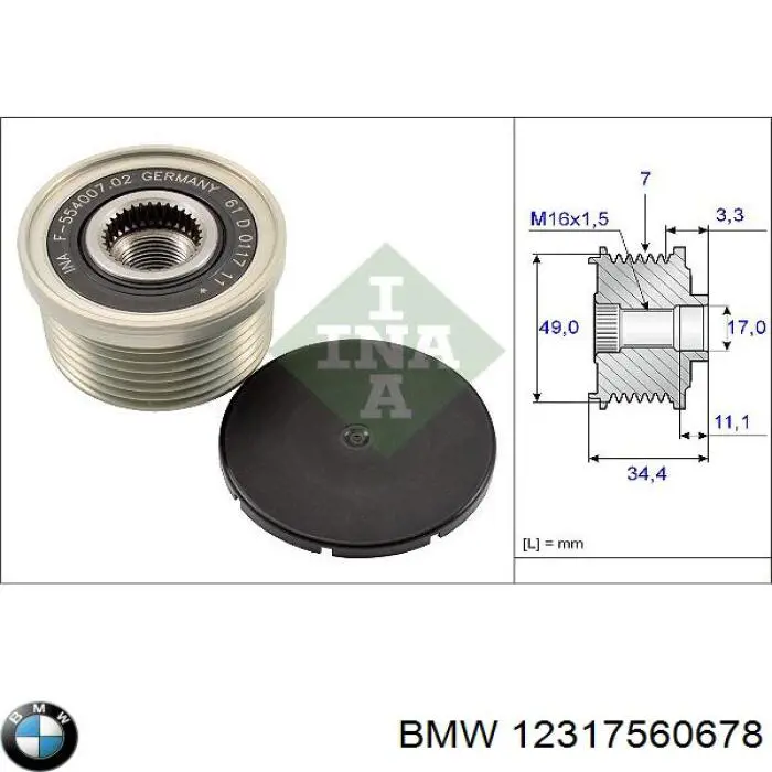 Polea rueda libre BMW 12317560678 precio, desde 36,61 EUR