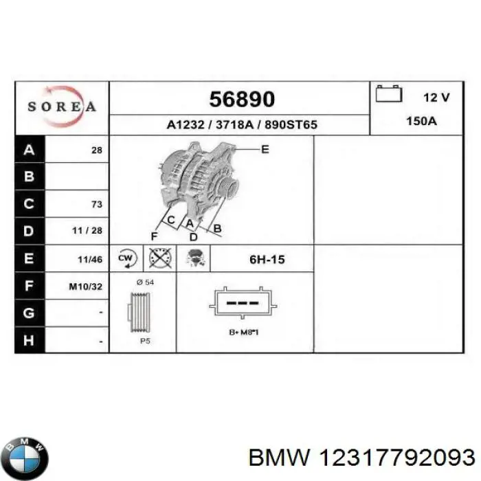 Alternador del motor BMW 12317792093 precio, desde 120,52 EUR
