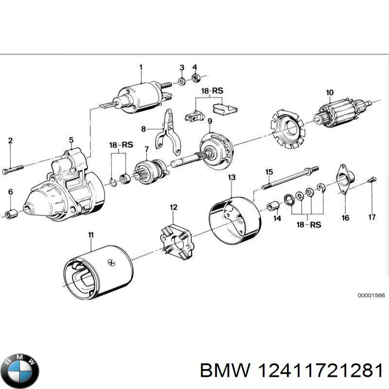 12411721281 BMW bendix, motor de arranque