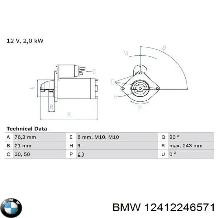 Burro de arranque  BMW 12412246571 precio, desde 100,19 EUR