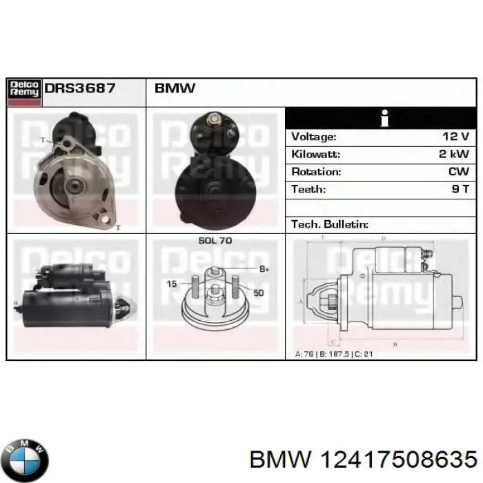 12417508635 BMW motor de arranque