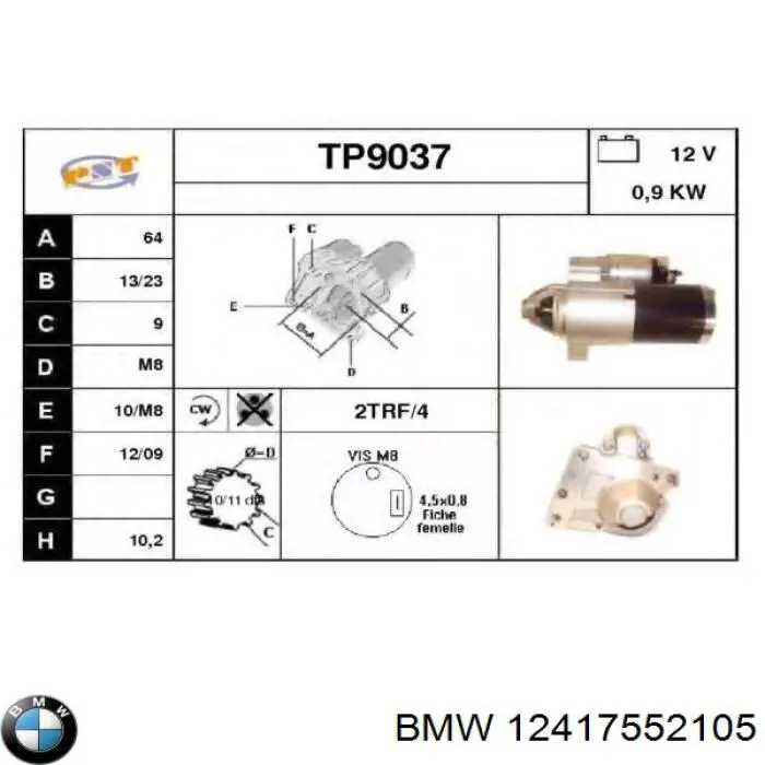 Arrancador BMW 12417552105