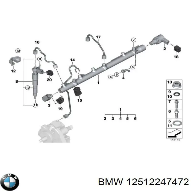 12512247472 BMW conector sensor de presión de combustible