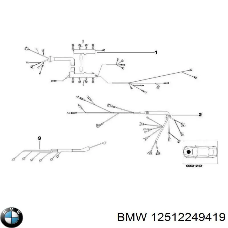 12512249419 BMW mazo de cables del compartimento del motor