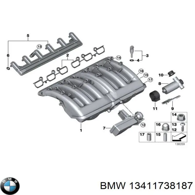 13411738187 BMW acelerador de calentamiento de manguera (tubo)