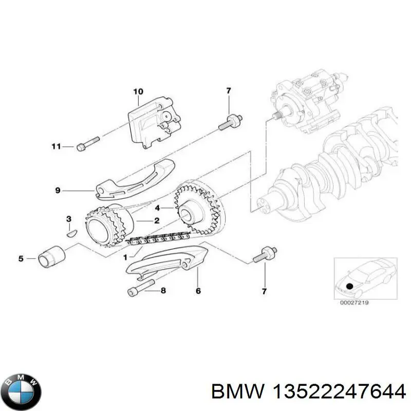 Tensor de cadena de la bomba de alta presión 13522247644 BMW