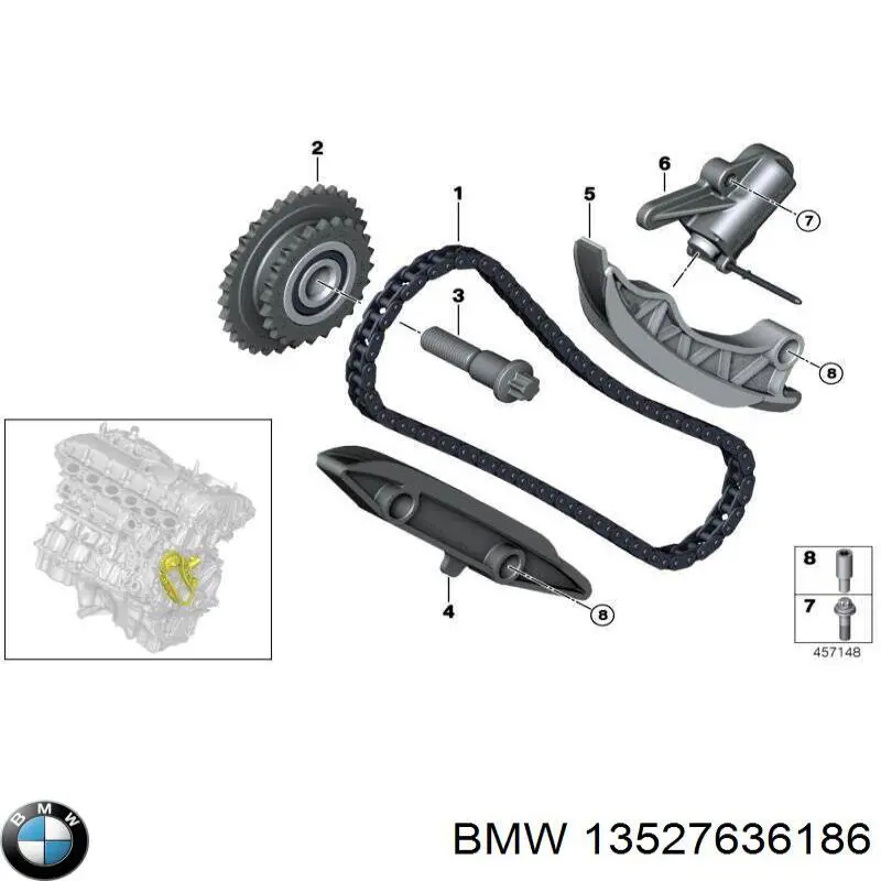 Carril de deslizamiento, cadena de distribución izquierdo BMW 6 Gran Turismo (G32)